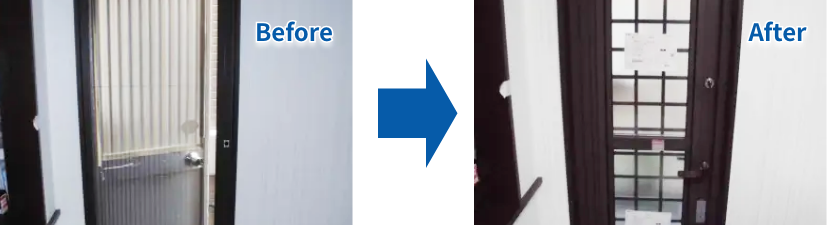 大阪市　リシェント勝手口ドア取替え工事のビフォーアフター