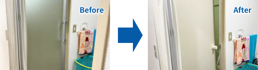 淀川区　浴室ドア取替工事のビフォーアフター