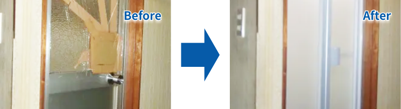 大阪市　浴室ドア取替え工事のビフォーアフター